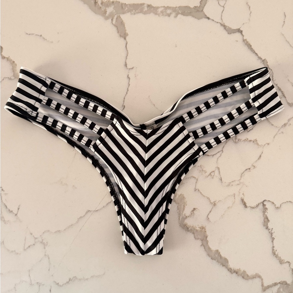 Montce Bikini Bottom - Black & White Striped - Medium